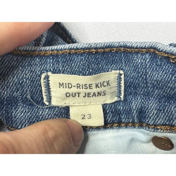 Madewell Women's Mid-Rise Raw Hem Kick Out Blue Denim Jeans - Size 23 (24x26) - Picture 5 of 7